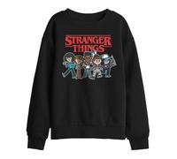 Stranger Things Kids Cartoon Group Sweatshirt - Black - 9-11 Years - Black - 50% Cotton/50% Polyester