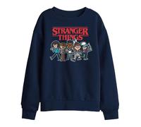 Stranger Things Kids Cartoon Group Sweatshirt - Navy - 5-6 Years - Navy - 50% Cotton/50% Polyester