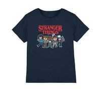 Stranger Things Kids Cartoon Group T-Shirt - Navy - 9-11 Years - Navy
