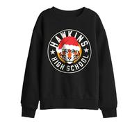 Stranger Things Kids Hawkins Badge Christmas Sweatshirt - Black - 5-6 Years - Black
