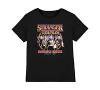 Stranger Things Kids Hawkins Heroes Group 1987 T-Shirt - Black - 9-11 Years - Black