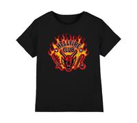 Stranger Things Kids Hellfire Flames T-Shirt - Black - Black - 7-8 Years