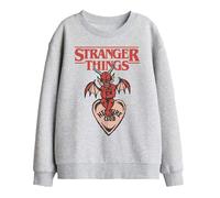Stranger Things Kids Hellfire Heart Sweatshirt - Sport Heather - 12-13 Years - Sport Heather - 50% Cotton/50% Polyester