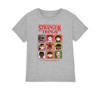 Stranger Things Kids Pixel Face Heather T-Shirt - Athletic Heather - 12-13 Years - Athletic Heather