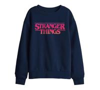Stranger Things Kids Sunset Logo Sweatshirt - Navy - 12-13 Years - Navy - 50% Cotton/50% Polyester