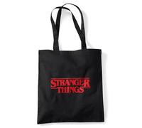 Stranger Things Main Logo Grocery Travel Reusable Tote Bag, Black