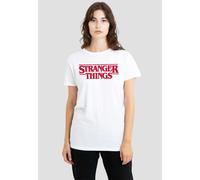 Stranger Things Main Logo Ladies T Shirt, White Stranger Things White L
