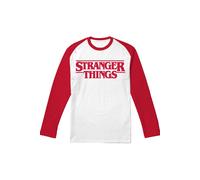 Stranger Things Main Logo Raglan Adult Long Baseball Tee, White/Red | Size: 3XL Stranger Things Multicolor 3XL