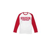 Stranger Things Main Logo Raglan Adult Long Baseball Tee, White/Red | Size: Medium Stranger Things Multicolor M