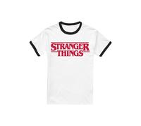 Stranger Things Main Logo Ringer T-Shirt, Black White | Size: 3XL Stranger Things Multicolor 3XL