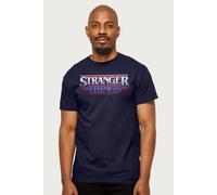 Stranger Things Men's Epic Retro 80s Text Logo T-Shirt in Navy | Size: Medium Stranger Things Navy M
