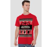 Stranger Things Men's Fairisle T-Shirt Red | Size: Small Stranger Things Red S