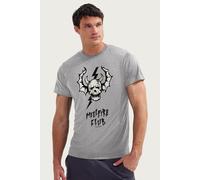 Stranger Things Men's Hellfire Club Winged Skull Black Lightning T-Shirt in Mid Grey | Size: Small Stranger Things Mid Grey S