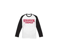 Stranger Things Men's Main Logo Raglan Long Sleeve T-Shirt Black Raglan | Size: Large Stranger Things Multicolor L