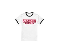 Stranger Things Men's Main Logo Ringer T-Shirt Black Ringer | Size: 2XL Stranger Things Multicolor 2XL