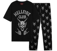 Stranger Things Mens Pyjamas Set, T-Shirt & Long Bottoms, Teens PJs Comfy Loungewear with Pockets, Soft Nightwear, Gifts for Him (3XL, Black)