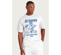 Stranger Things Men's Scoops Ahoy Blue Ice Cream Parlor T-Shirt in White | Size: Small Stranger Things White S
