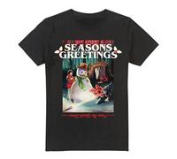 Stranger Things Mens Seasons Greetings Snowman T-Shirt - Black - Black - 4XL