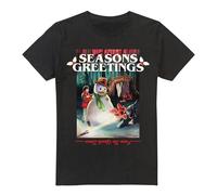 Stranger Things Mens Seasons Greetings Snowman T-Shirt - Black - Black - M