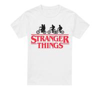 Stranger Things Mens Silhouette Bike Logo T-Shirt - White - White - XXL