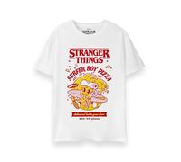 Stranger Things Mens T-Shirt | Adults Surfer Boy Pizza Short Sleeve Graphic Tee in Black | Vintage Classic 80's Palm Tree Van Old School Apparel Top | Netflix TV Show Merchandise Gift