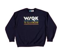 Stranger Things Men's WSQK Logo Sweater Top in Navy | Size: Medium Stranger Things Navy M