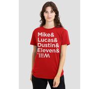 Stranger Things Mike Lucas Dustin Eleven Will Names Ladies T Shirt, Red Stranger Things Red L