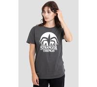 Stranger Things Mindflayer Silhouette Ladies T Shirt, Charcoal Stranger Things Charcoal XXL
