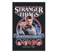 Stranger Things My Battery Is Charged Poster - Multicoloured - 90cm x 60cm - Multicoloured