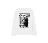 Stranger Things Newspaper Vecna Long Sleeve T-Shirt, White | Size: Small Stranger Things White S