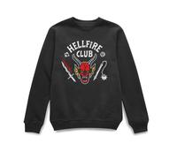 Stranger Things Official Hellfire Club Vintage Sweatshirt - Black | Size: XL Stranger Things Black XL