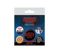 Stranger Things Set of 5 Badges inc The Upside Down 4 x 25mm 1x 32mm - Official Merchandise