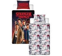 Stranger Things Officially Licensed Flames Design Single Duvet Cover Set | Reversible 2 Sided Bedding Including Matching Pillow Case | Perfect For Kids Bedroom | Polycotton