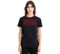Stranger Things Outline Logo Ladies T Shirt, Black, XX-Large