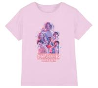 Stranger Things Pink Glow Group Girls T Shirt, Light Pink, 12-13 Years