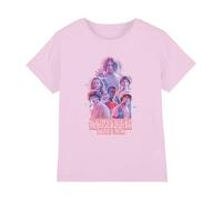 Stranger Things Pink Glow Group Girls T Shirt, Light Pink, 9-10 Years