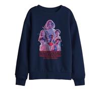 Stranger Things Pink Glow Group Kids Sweatshirt, Navy, 7-8