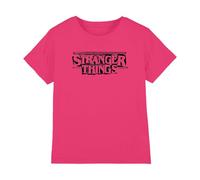 Stranger Things Punk Logo Black Kids T Shirt, Hot Pink, 12-13