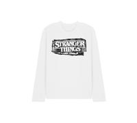 Stranger Things Punk Logo Long Sleeve T-Shirt, White | Size: Large Stranger Things White L