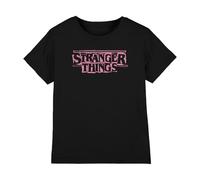 Stranger Things Punk Logo Pink Kids T Shirt, Black, 7-8