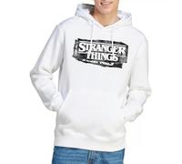 Stranger Things Punk Logo Unisex Hoodie, White, X-Large