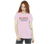 Stranger Things Rainbow Dot Logo Cotton Boyfriend T-Shirt Netflix Baby Pink XL