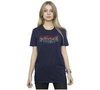 Stranger Things Rainbow Dot Logo Cotton Boyfriend T-Shirt Netflix Navy XXXL