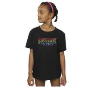 Absolute Cult Netflix Girls Stranger Things Rainbow Dot Logo T-Shirt Black 12-13 Years