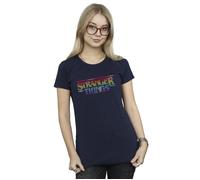Stranger Things Rainbow Dot Logo Cotton T-Shirt Netflix Navy XXL