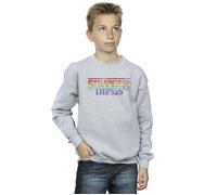 Stranger Things Rainbow Dot Logo Sweatshirt Netflix Grey 12-13 Years