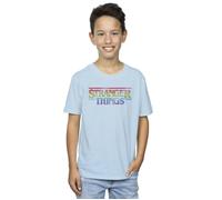 Stranger Things Rainbow Dot Logo T-Shirt Netflix Baby Blue 7-8 Years