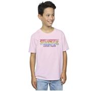 Stranger Things Rainbow Dot Logo T-Shirt Netflix Baby Pink 12-13 Years