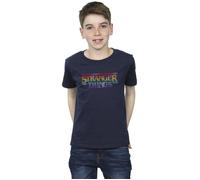 Stranger Things Rainbow Dot Logo T-Shirt Netflix Navy 12-13 Years
