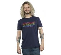 Stranger Things Rainbow Dot Logo T-Shirt Netflix Navy M